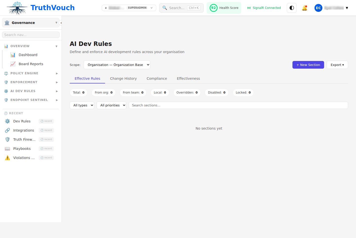 AI developer rules for custom governance logic